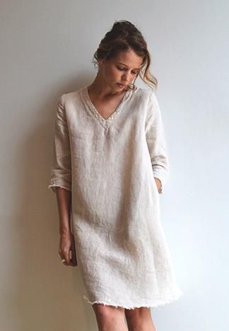 White Linen dress. women fashion outfit clothing style apparel .