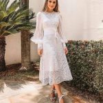 21 Outfits Ideas With White Long Sleeve Dresses glamhere.com .