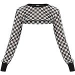 Monochrome Mesh Motocross Checkerboard Print Extreme Crop Top ($15 .