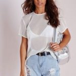 Mesh T Shirt White | White mesh top, Ladies tops fashion, Fashi