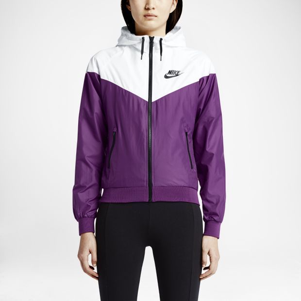 Nike Windrunner Women's Jacket Windbreaker Hoodie Purple White .