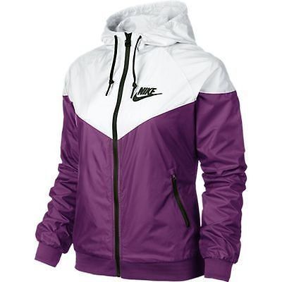 Nike WindRunner Women's Jacket Windbreaker Hoodie Purple White .