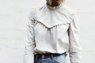 Long Sleeve Ruffles Blouse is a great fall option with high neck .