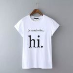Fashion Ladies' stylish letter print T shirt cute black & white hi .