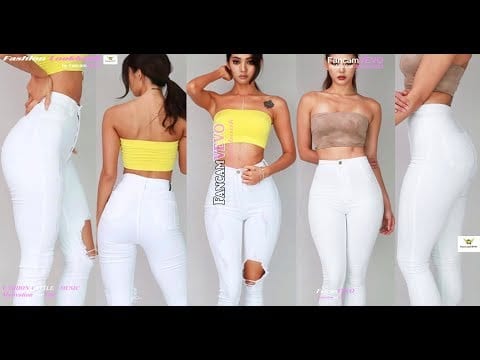 SLIM FIT WOMEN FASHION TIPS | SKINNY WHITE JEANS OUTFIT IDEAS ft .
