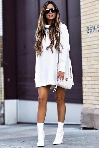 White Sweater Dress Outfit Ideas