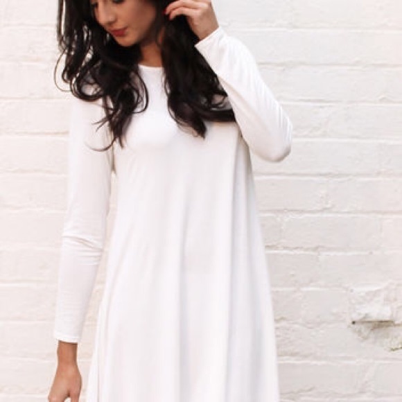 Forever 21 Dresses | White Long Sleeve Swing Dress | Poshma