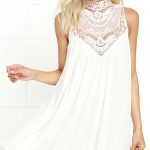 White Dress - Lace Dress - Swing Dress - $48.