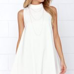 Cute Ivory Dress - Sleeveless Dress - Swing Dress - White Dress .