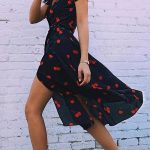 Cherry Cherry V-neck Midi Dress in 2020 | Dress with sneakers .