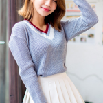 Chuu] Color-Blocked V-Neck Sweater | Korean fashion, Korean .