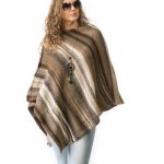 Brown beige hand knitted wool poncho for women, Girlfriend gift .