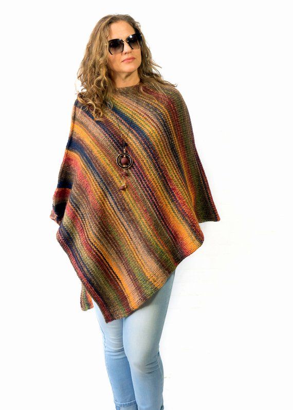 Wool poncho for women hand knit any size | Etsy | Wool poncho .