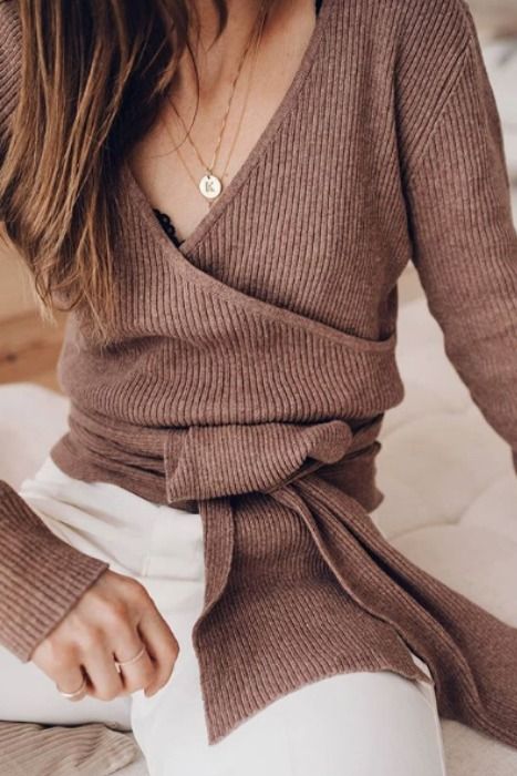 wrap sweater dress + how to wear layered necklaces | easy and .