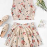 Floral Print Cross Wrap Front Top and Skirt Set -SheIn(Sheinside .