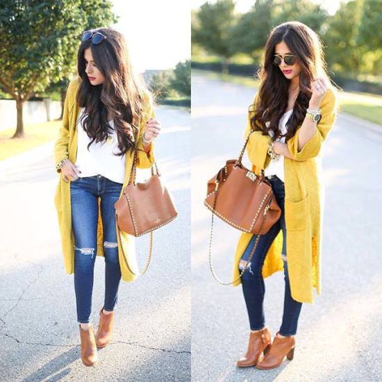 yellow knit cardigan outfit – Just Trendy Gir