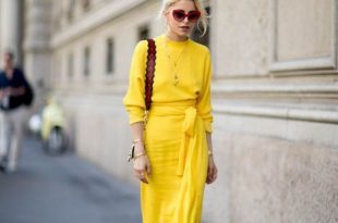 Beautiful yellow midi dress. Street style, street fashion, best .