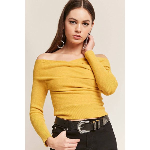 Forever21 Ribbed Knit Crisscross Off-the-Shoulder Crop Top (44 AUD .