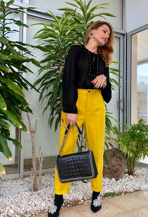Outfit with elegante outfits with zara yellow pants | Chicisi