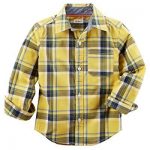 Carters Little Boys Plaid ButtonFront Shirt Yellow Toddler 2t .