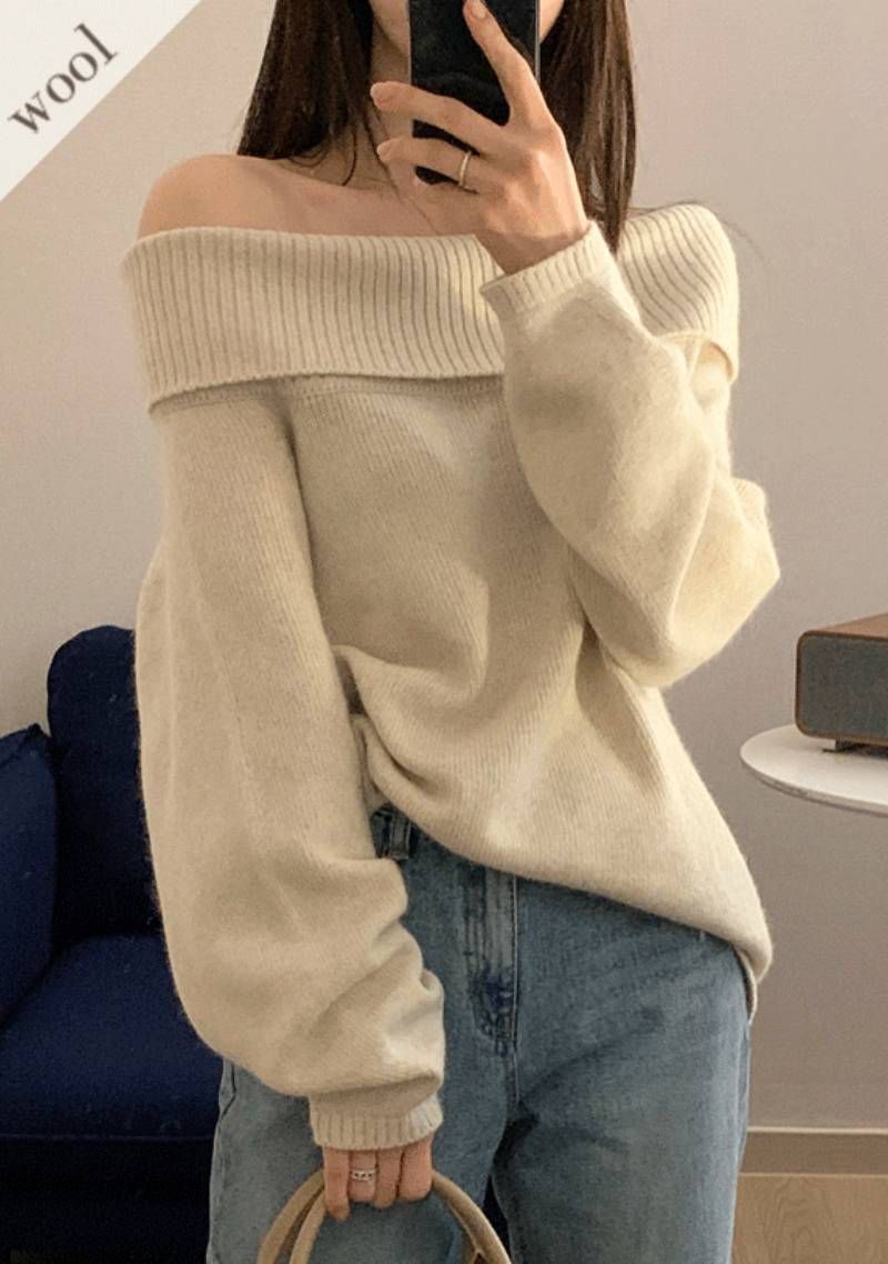 Off The Shoulder Knit Sweater
  Outfit Ideas
