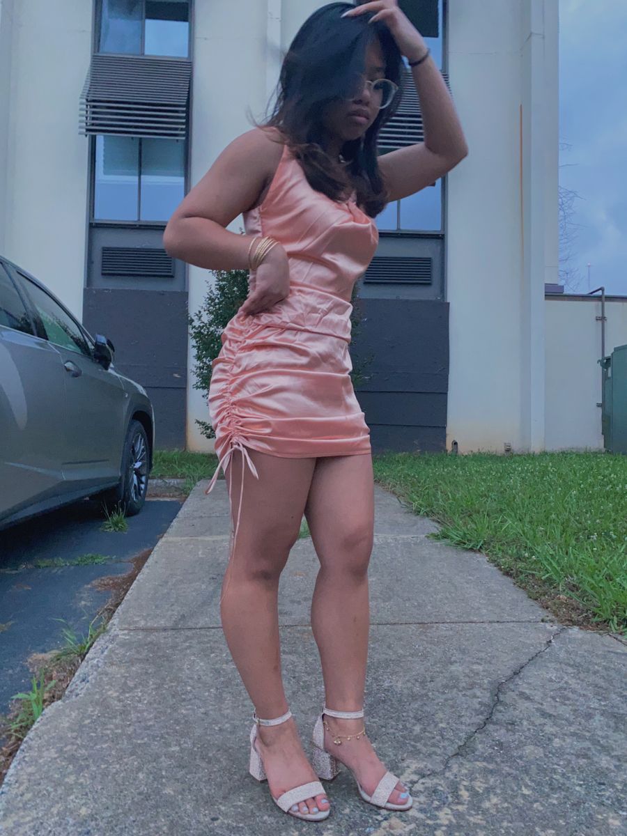Pink Satin Dress Outfit Ideas