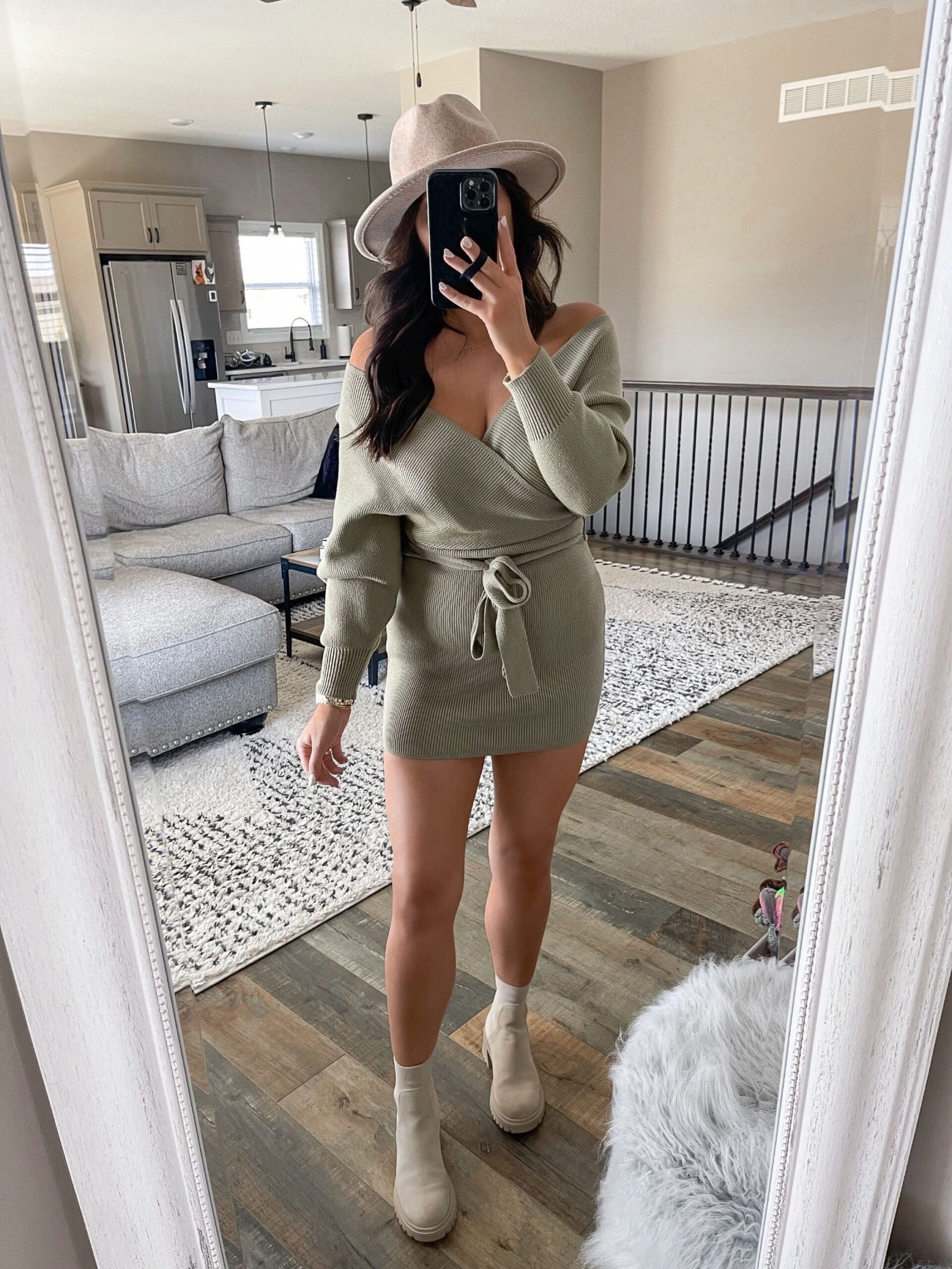 Olive Green Dress Outfit Ideas