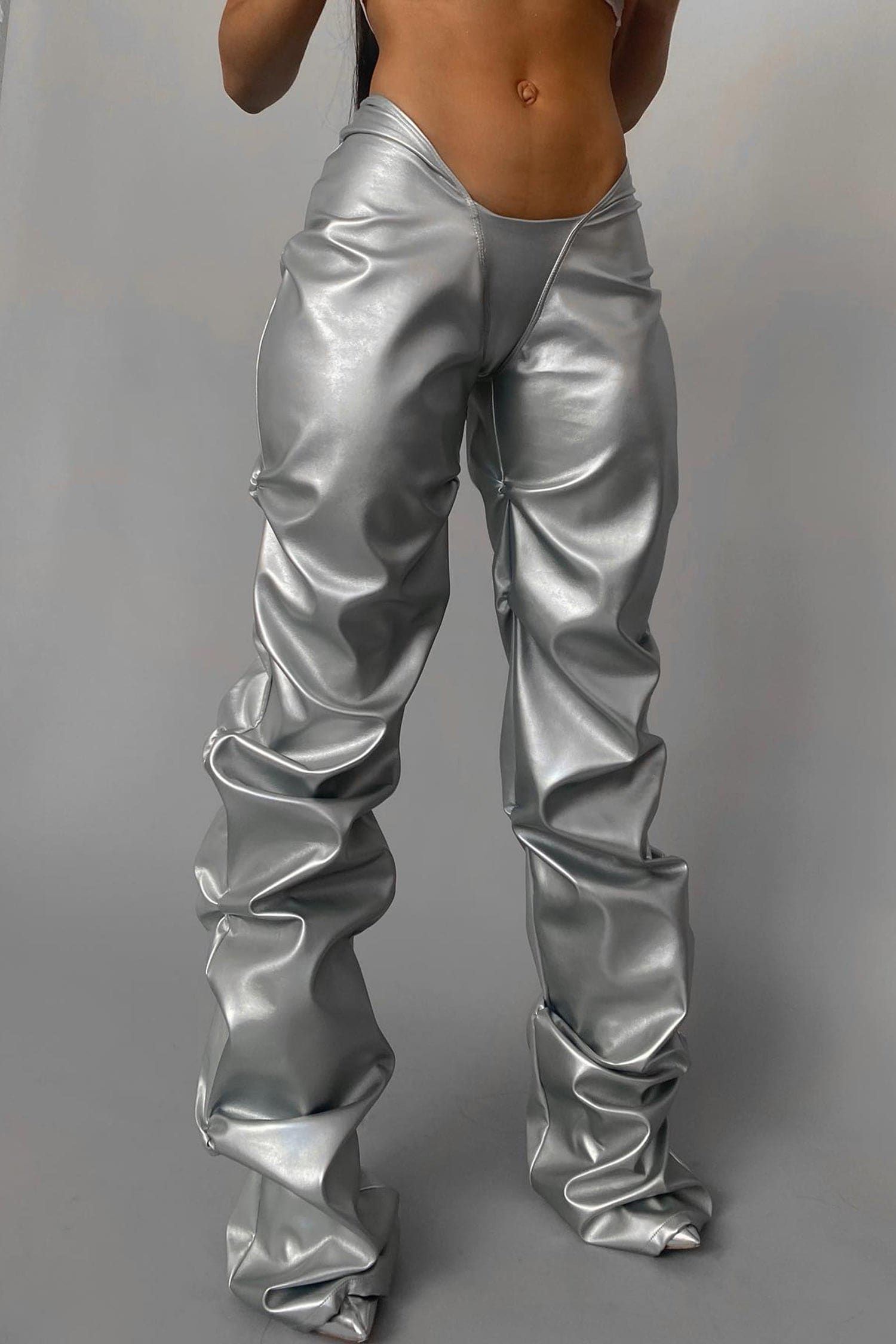Silver Pants Shiny Outfit
  Ideas for Women