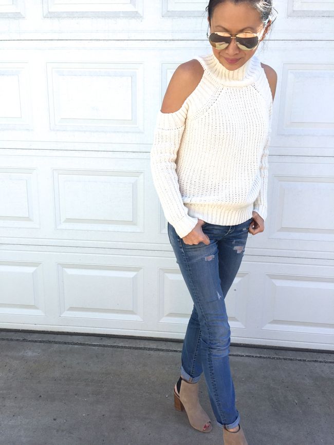 Open Shoulder Sweater Outfit
  Ideas