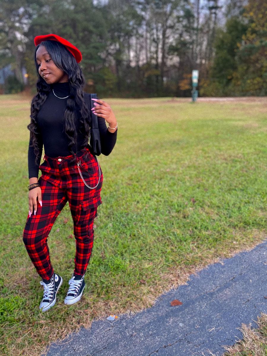 Red Plaid Pants Outfit Ideas