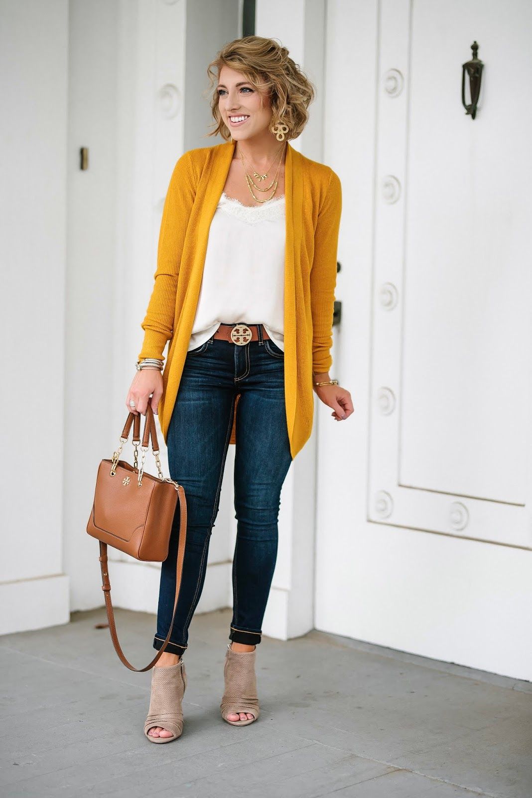 Mustard Yellow Cardigan Outfit
  Ideas for Women