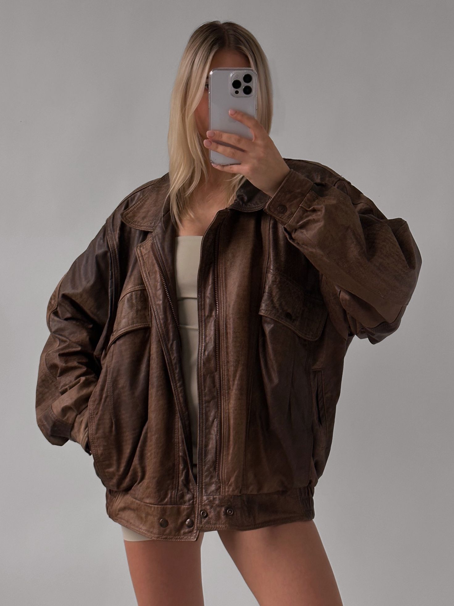Brown Leather Jacket for Women