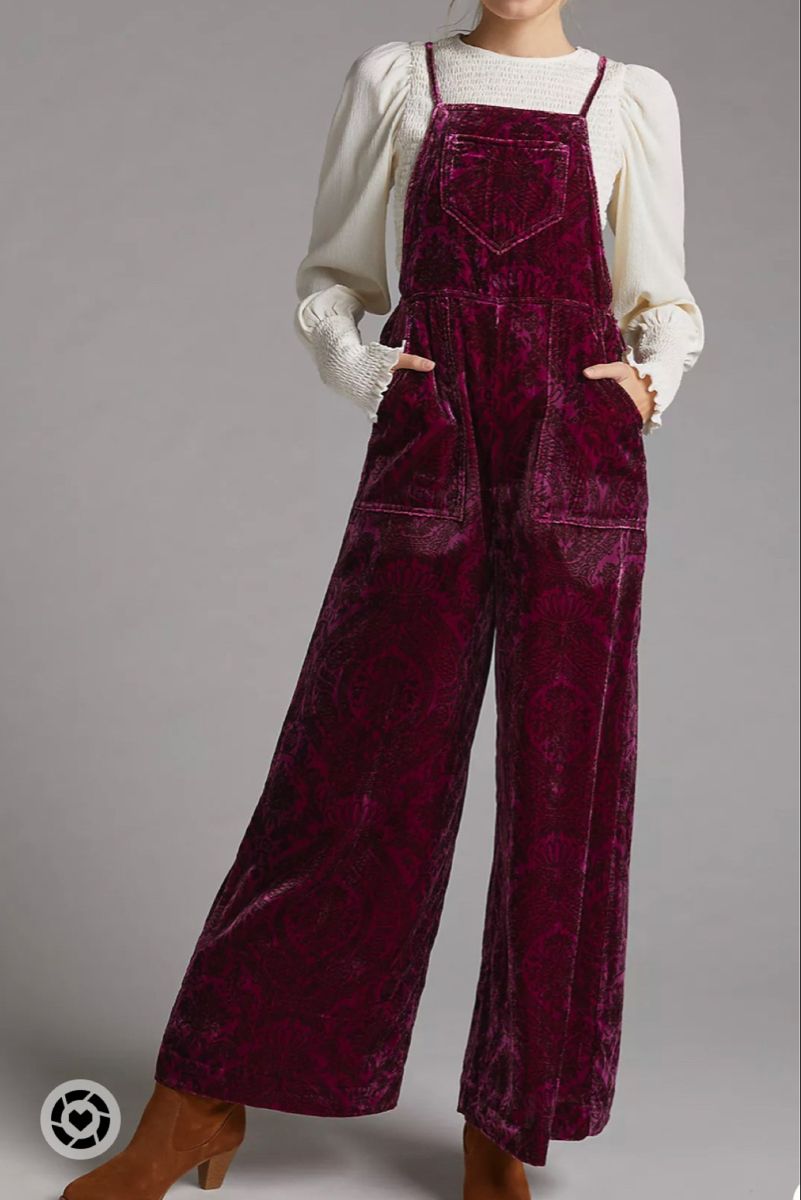Velvet Overalls Outfit Ideas