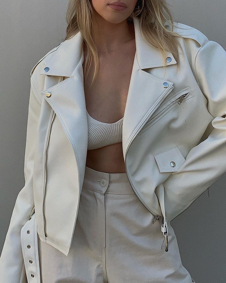 White Leather Jacket for Women
  Outfit Ideas