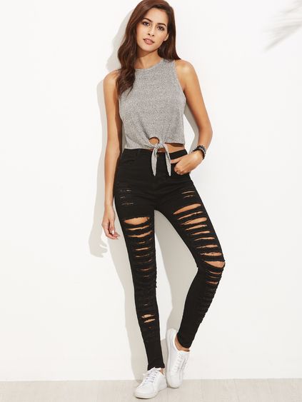 Black Ripped Skinny Jeans
  Outfit Ideas for Women