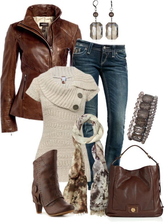 Brown Leather Jacket for Women