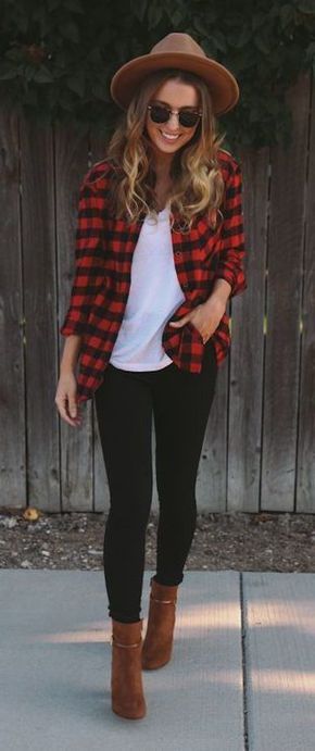 Red Flannel Shirt Outfit Ideas
  for Women