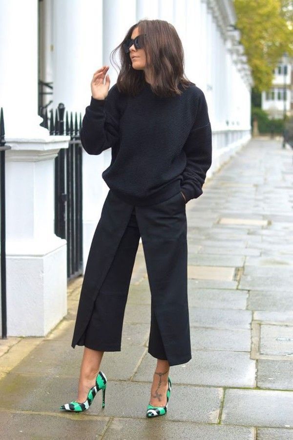 Black Culottes Outfit Ideas