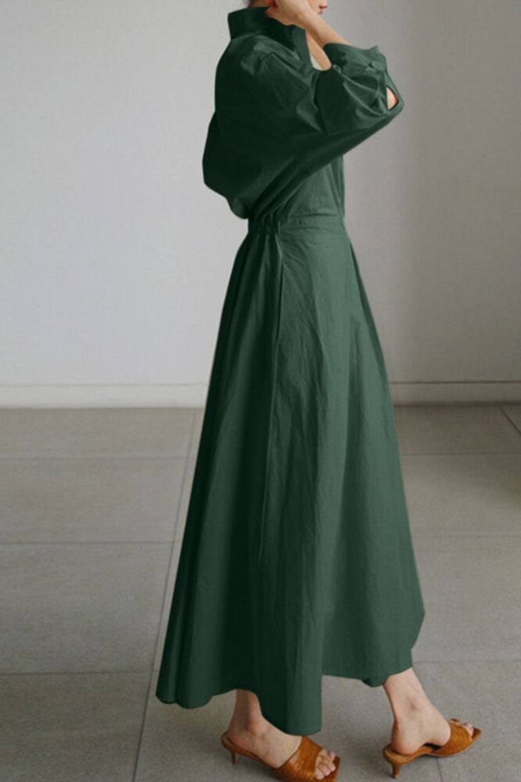 Green Long Sleeve Dress Outfit
  Ideas