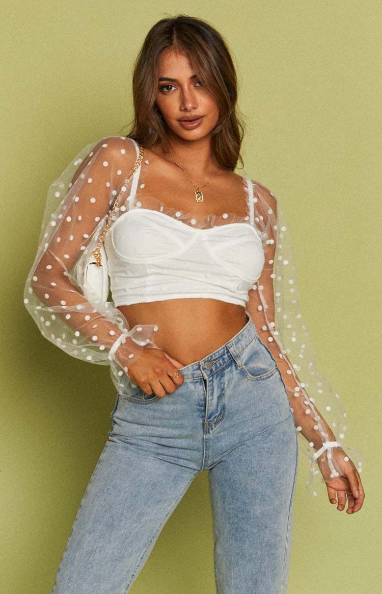 White Mesh Top Casual Outfits