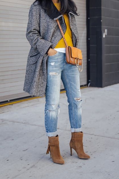 Gold Ankle Boots Outfit Ideas