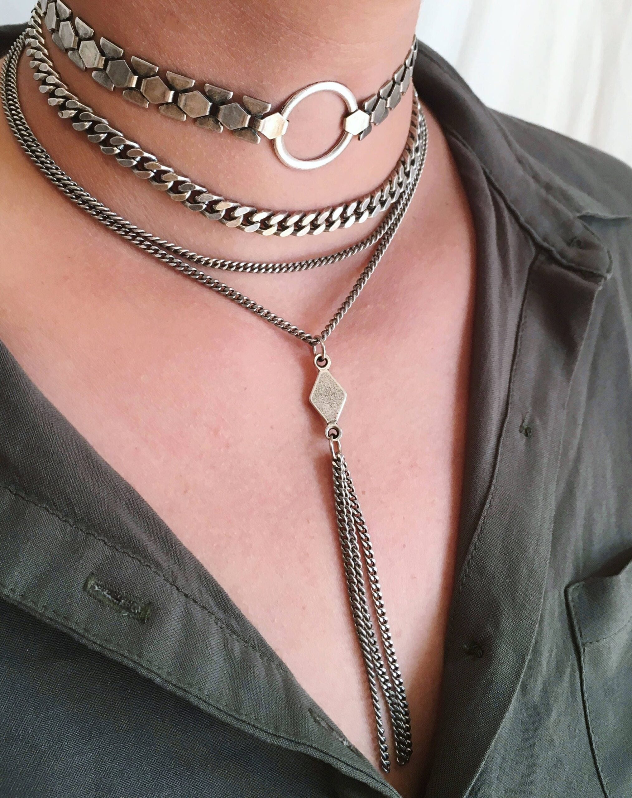 Silver Choker Necklace Piece
  Of Jewelry