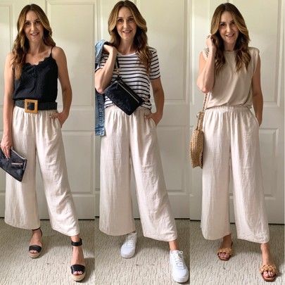 Cropped Wide Leg Pants Outfit
  Ideas