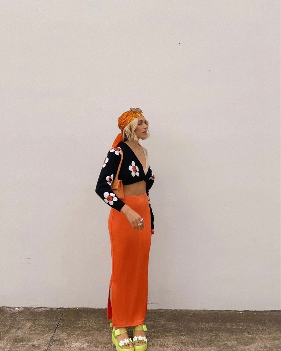 Orange Skirt Colorful Outfit
  Ideas