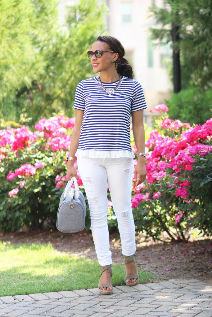White Distressed Jeans Outfits