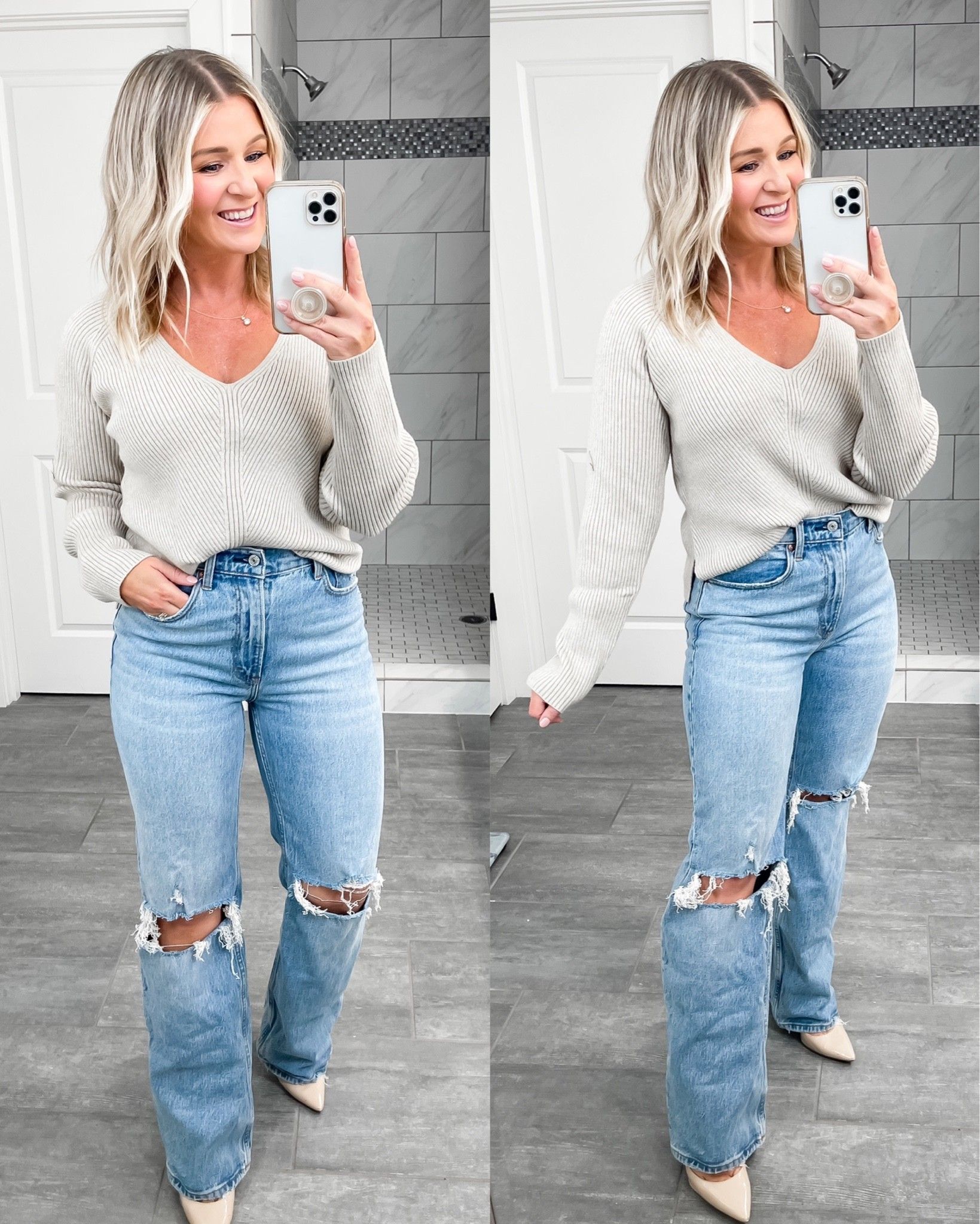 V-Neck Sweater Outfit Ideas