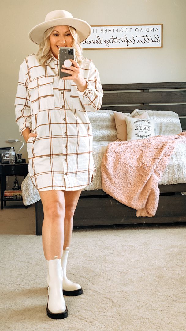 Flannel Shirt Dress Outfit
  Ideas