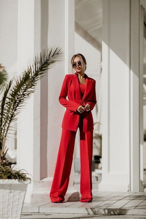 Red Suit Formal Outfits for
  Women