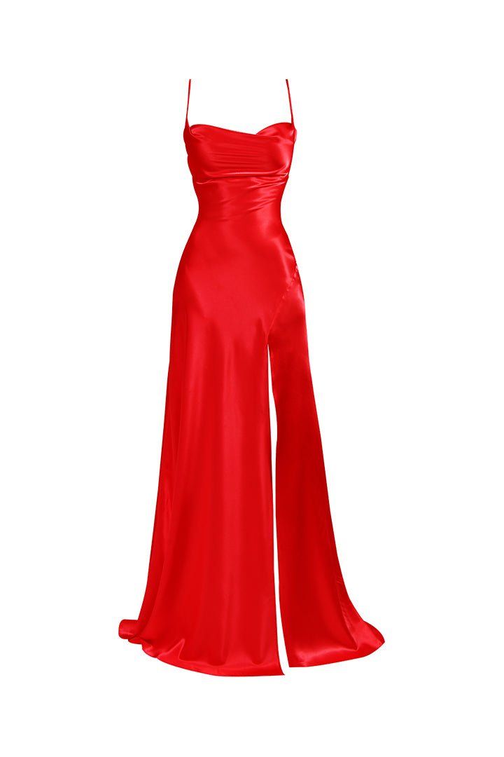 Red Satin Dress Outfits