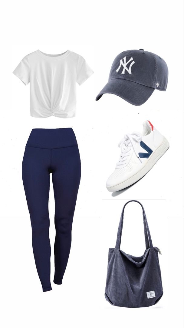 Navy Blue Leggings Casual
  Outfit Ideas